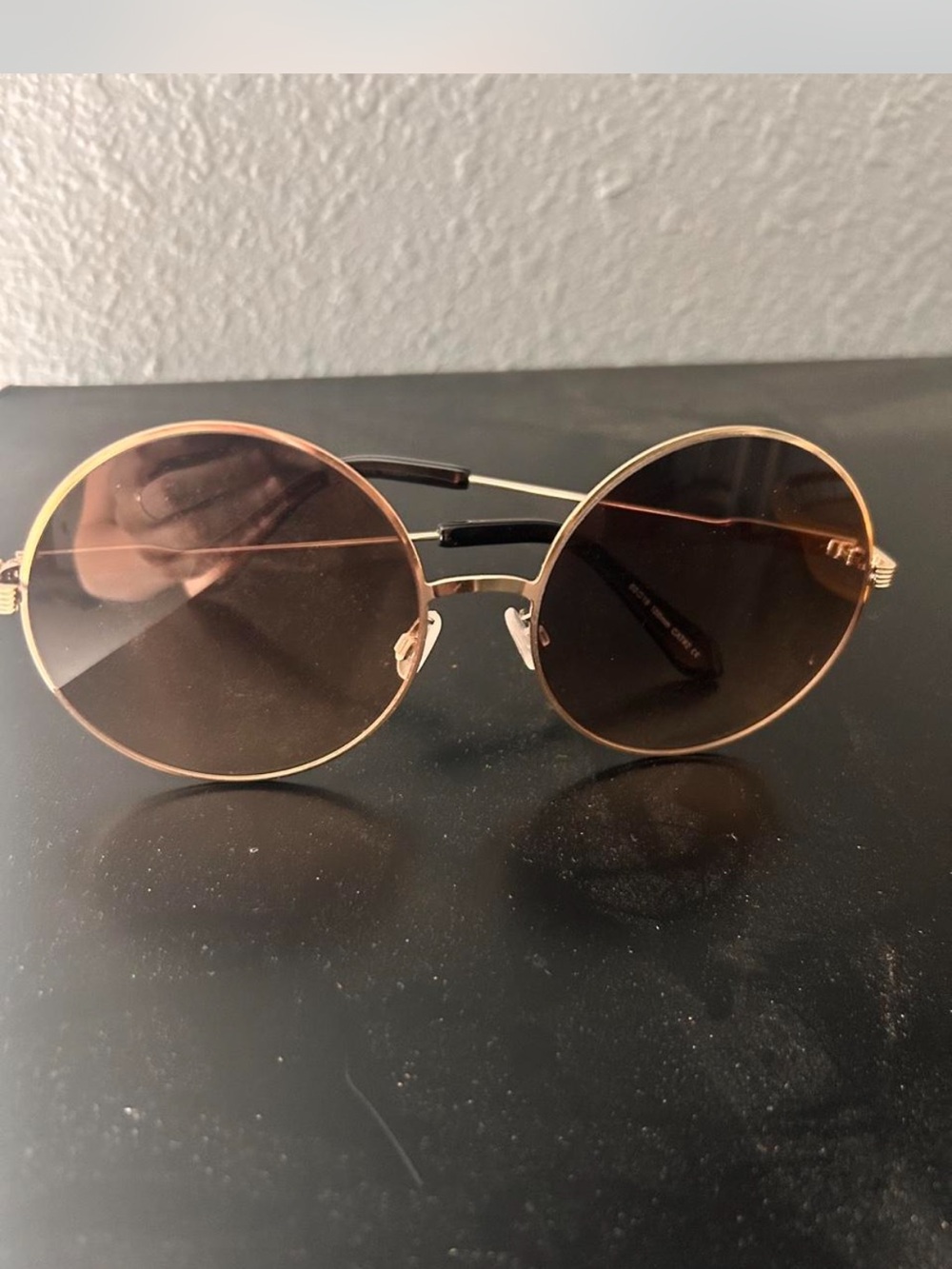 Round Gradient Lens Sunglasses in gold and Brown